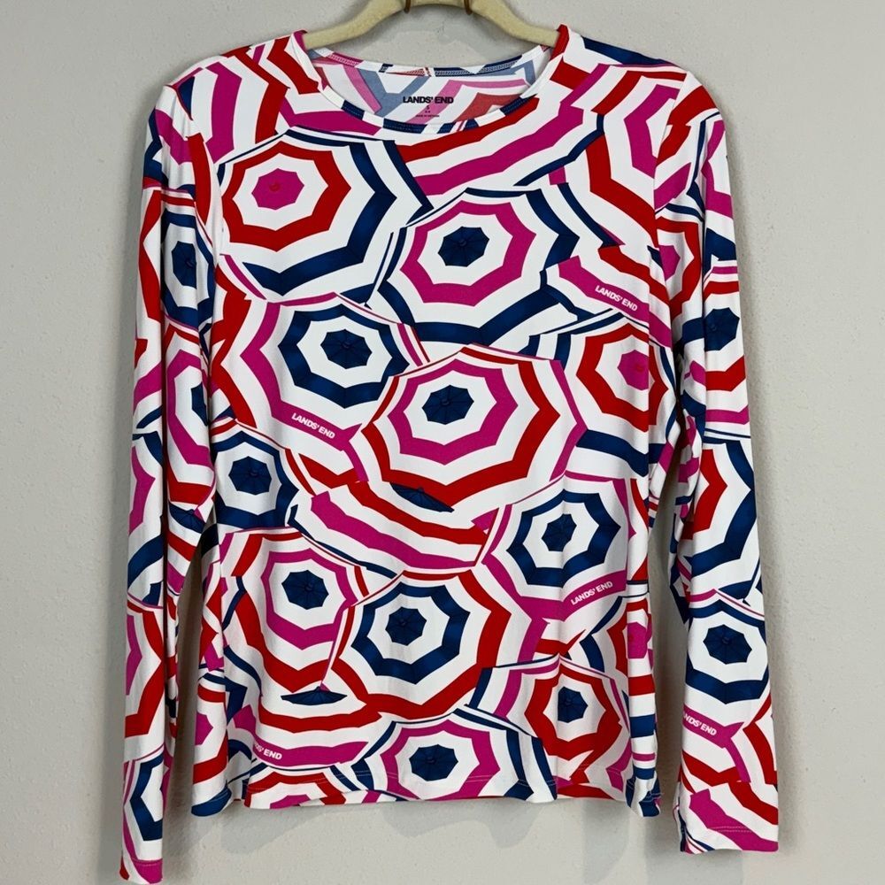 Lands' End Umbrella Crew Neck Long Sleeve Rash Guard UPF 50 S